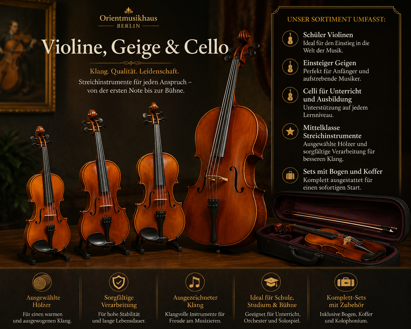 Violine, Geige & Cello (Einsteiger & Mittelklasse) category icon/image